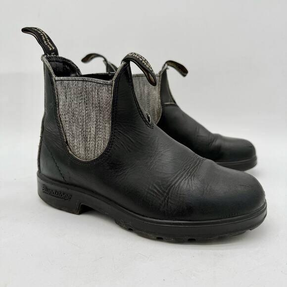 Blundstone Classic Black Leather Pull-On Chelsea Boots Women's Size 6 - Picture 2 of 8